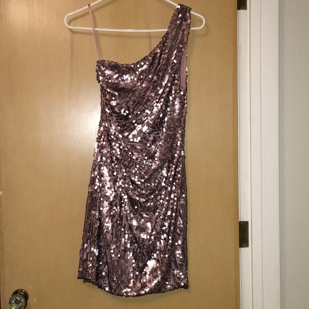 Pink sequin dress.